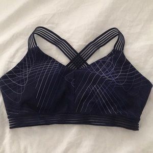 Navy Striped Fabletics Sports Bra